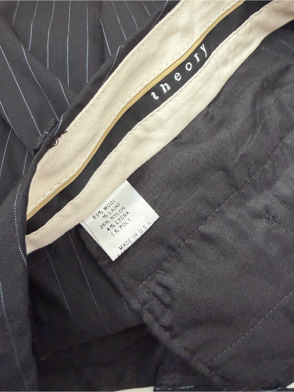Theory Black Pinstripe Trousers - Picture 5 of 7